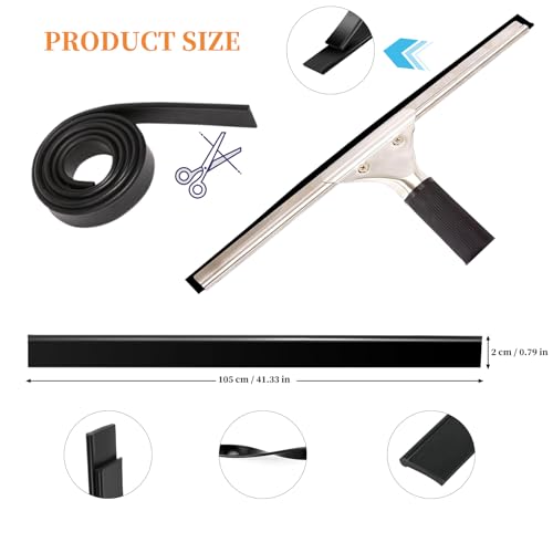 2 Pcs 41 Inch Squeegee Replacement Rubber Blade, Household Silicone Squeegee Refill for Window, Glass, Shower Doors Cleaning