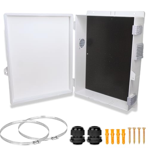 Electrical Junction Box, Outdoor Water Resistant Nema Enclosure, Ventilated ABS Plastic WiFi Project Box with Internal Mounting Panel & Hinged Cover 15.7" Lx 11" Wx 4.1" H - size: 15.7"L x 11"Wx 4.1"H