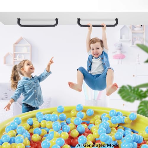 BiJun 17 Inch Monkey Bars Heavy Duty Metal Playground Handles,Black 4 Pack | Indoor Outdoor Ceiling Grab Bars,Anti-Rust Steel,300LBS Capacity,for Backyard Climbing Frame Treehouse Wall Ladder - color: Black-4pcs