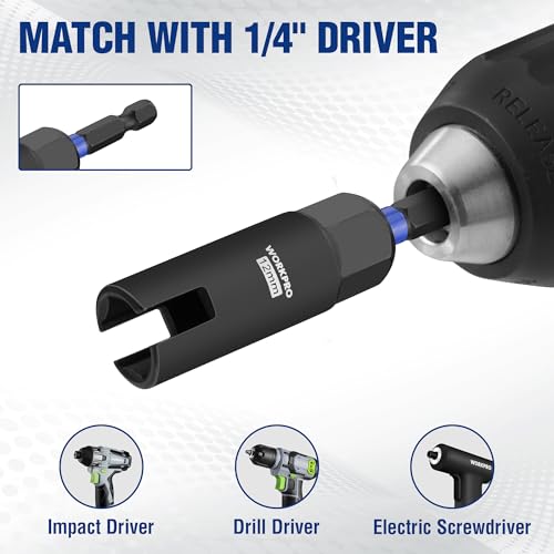 WORKPRO Wing Nut Driver CR-V Steel,3 PCS 9mm 12mm 15mm,1/4 Inch Hex Shank | 3 Essential Sizes;Installs Without Hand Strain;For Wing Nuts,Eye Bolts & Wire Twisting