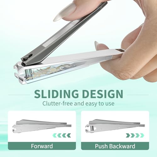 Nail Clippers for Men with Catcher, CLPPNA 2-Pack Large & Small Anti-Splash Nail Clippers Set, Ultra Sharp Sturdy Fingernail and Toenail Clipper Cutters for Men Women, Black - style: 3PCS(Big&Small Nail Clippers)