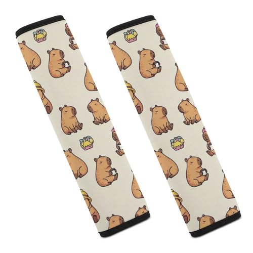 Universal Soft and Comfortable Seat Belt Cover for Adult Use, Stroller Pushchair High Chair, 2 Pack Cute Capybara Shoulder Harness Cover - color: Pattern 363
