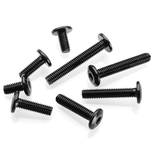 Mywish M6 x 30mm 20Pcs Flat Head Hex Socket Cap Screws Bolts, 304 Stainless Steel Furniture Bolts Full Thread, Black Oxide & Hex Spanner - color: Black-M6, size: 30mm
