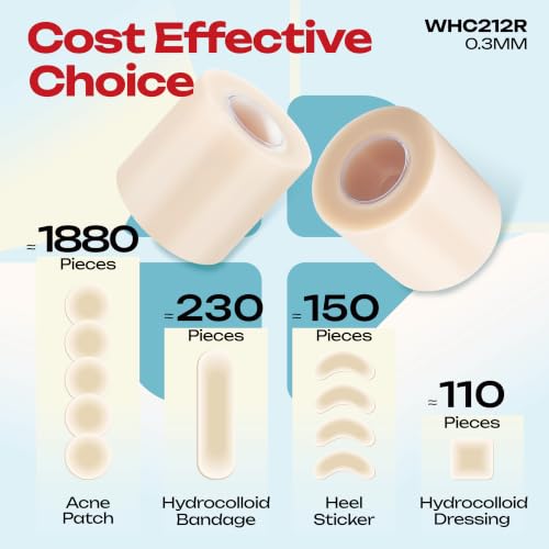 LIFARA Hydrocolloid Roll for Wound Care - Cut-to-Size, Hydrocolloid Patch Bandages with Self-Adhesive, Ultra Absorbent & Waterproof, First Aid Kit Essential (11.8mil/ 0.3mm Thickness, 2in*12ft) - size: 2in*12ft, 11.8mil/ 0.3mm Thickness