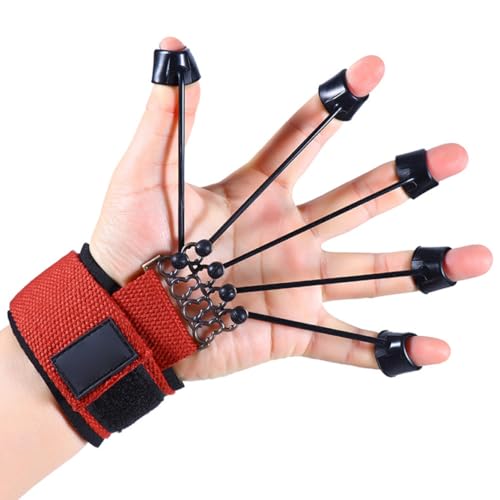 Finger Stretcher Exerciser 60LB Finger Extensor Trainer Finger Resistance Band Finger Strengthener for Hand Red 18x5 cm