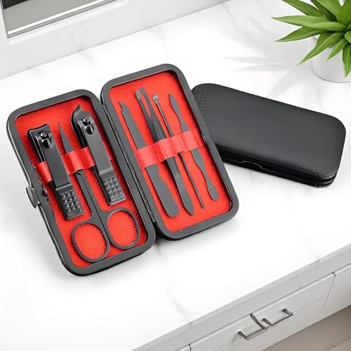 7-Piece Manicure and Grooming Set with Travel Case, Compact Nail Care Tools for Home and On-The-Go Sets