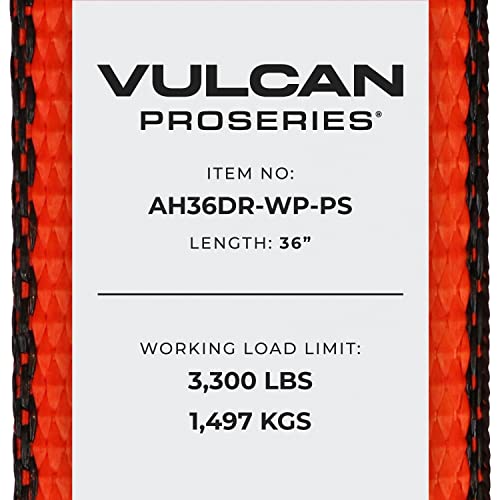 VULCAN Car Tie Down Axle Strap with Wear Pad - 2 Inch x 36 Inch - 4 Pack - PROSeries - 3,300 Pound Safe Working Load - size: 2" x 36" ProSeries Orange (4 Pack)