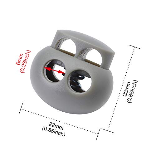 DYZD Plastic Cord Lock End Toggle Double Hole Spring Stopper Fastener Slider Toggles End (Grey 10PCS) - color: Grey