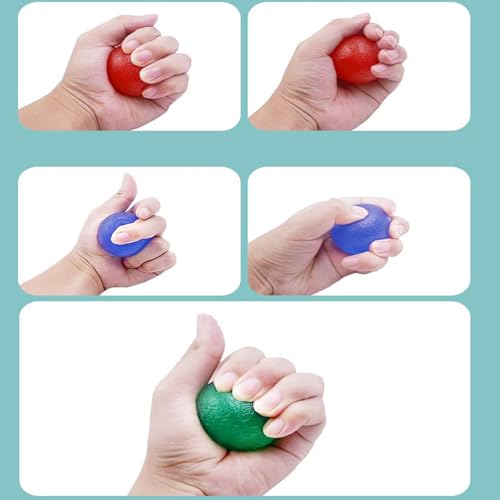 Stress Balls Squeeze Balls for Hand Strengthening Devices with Different Resistance Levels for Finger Forearm Wrist Exercise Relaxation and Pain Relief - color: Round Red Blue Green 25-30-35