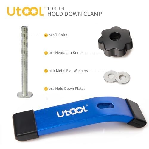4 Pack T-Track Hold Down Clamps Kit, 6-1/3" L x 1-1/5" Width, Blue | Heavy Duty Anodized Clamps for Woodworking - size: ‎4 PCS Clamps