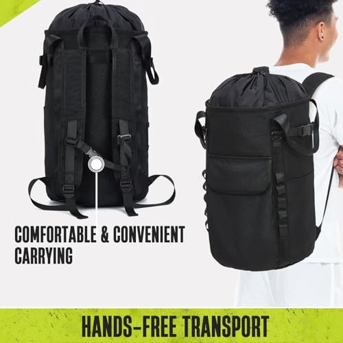 Arborist Rope Bag, 35L Tree Climbing Rope Bag, Arborist Equipment Bucket Backpack, Arborist Gear Carrier Bag with Side Pockets, Tough Rock Climbing Backpack, Rock and Tree Climbing Gear - color: Green