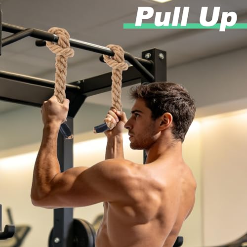 Rope Grips for Pull Ups | Handmade Heavy Duty Jute Rope, 2 Inch Thick, Durable Grip Strength Training for Gym and Home Workout