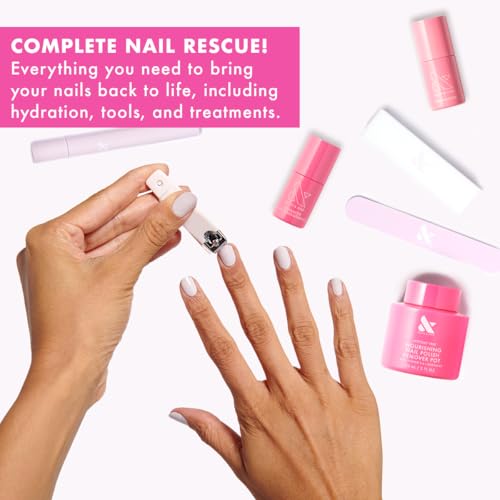 Olive & June Nail Rescue Set | Strengthener, Hardener, Cuticle Oil, Serum, Nail Tools & Nourishing Remover Pot | At-Home Nail Recovery Kit for Dry, Damaged Nails | Vegan, Cruelty-Free