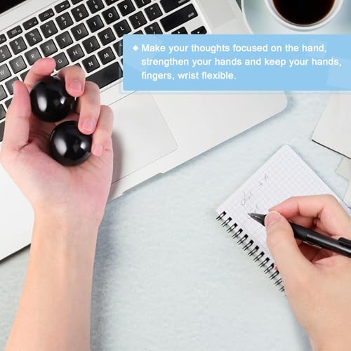 Learay 2Pcs Baoding Balls, Boading Balls for Hand Therapy, Black, 1.57 inch | Chinese Health Exercise Massage Balls with Carry Pouch for Stress Relief Meditation Ball - color: Black/1.57 Inch