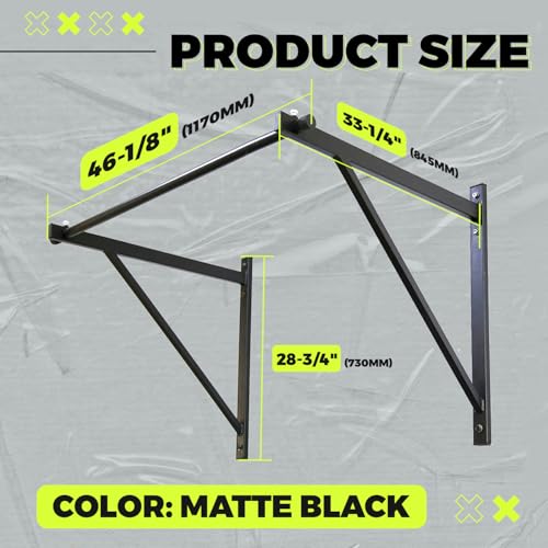 ECOTRIC 46'' Wall Mounted Pull Up Bar Chin up Bar Doorway Exercise Bar | Upper Body Gym Workout Bar Heavy Duty Training Fitness Home Heavy Duty 500lbs