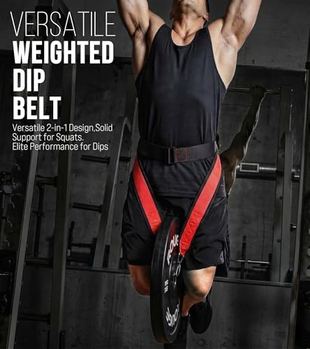 Heavy-Duty Belt for Belt Squats, Weight Training Rack Attachment, Squat Machine Accessory, Strength Training Equipment - color: Red