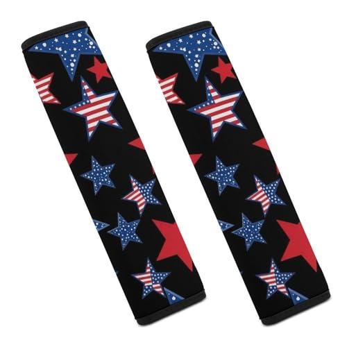1 Pair Universal Soft and Comfortable Seat Belt Shoulder Pad for Adult Use, Stroller Pushchair High Chair, American Patriotic Stars Flag Neck Strap Covers, Anti-Slip Pad - color: Pattern 961