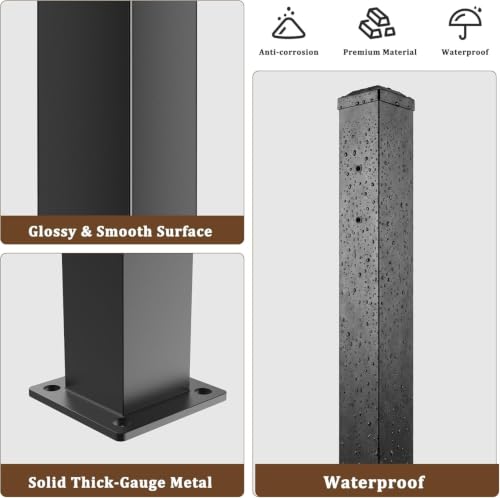 Aluminum Deck Post,2.8 in. x 2.8 in. x 39 in Perpendicular Adjacent Two Side Pre-Drilled 90 Degree Railing Corner Post, Ending Support Post - size: 39 In Neighbor Post