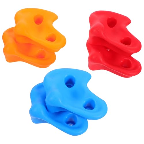 6pcs Climbing Wall Holds Kit, Thickened Indoor Outdoor Playground Climbing Rock Attachments with Blue Red Orange Grips for Home and Sports Play Sets