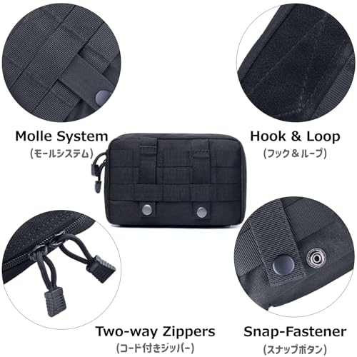 Azarxis Equipment Multi-Purpose Tactical EDC Admin MOLLE Pouch Utility Tools Bag Organizer Military Waist Belt Modular Attachment - color: #02 - Black