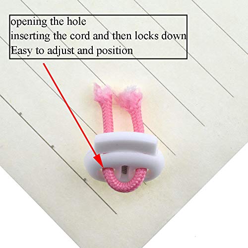 Spring Elastic Fastener Toggles Plastic Cord Lock Buttons Stopper Slider Thread Smooth Hold Tightly - color: Double Holes White-17*16mm 40pcs