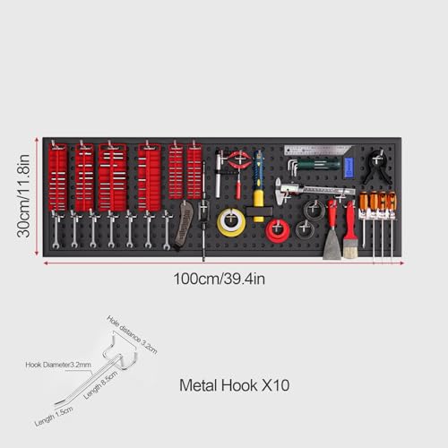 Tool Wall Pegboard, Black Office Desk Metal Hanging Board, Pegboard And Accessories, Wall Storage Rack, Suitable For Home, Office, Dormitory, Gaming Desk(39.4x11.81in) - size: 39.4x11.81in