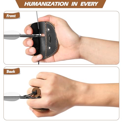 Leather Archery Finger Tabs,Handmade Archery Finger Guard for Shooting Practice Gear, Recurve Bow Fingers Tab - color: Black Coffee