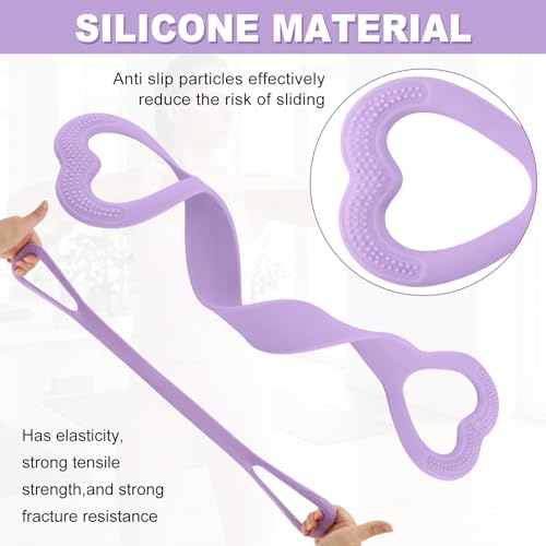 ‌Figure 8 Resistance Bands for Women & Men - 3 Levels (15lb/25lb/35lb) Silicone Workout Bands for Arms, Back, Shoulder Toning & Posture Correction - Portable Home Gym/Yoga (Pink+Blue+Purple)