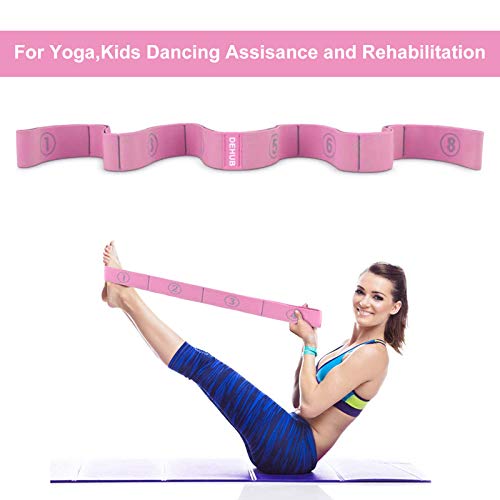 Stretch Strap, Elastic Yoga Stretching Strap, Multi-Loop for Physical Therapy, Pilates, Yoga, Dance & Gymnastics Exercise and Flexible Pilates Stretch Band - color: Pink