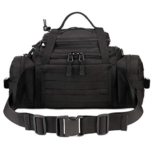 Tactical Assault Gear Sling Pack Hiking Duffle Fanny Packs MOLLE Compact Utility Military Waist Range Bag Heavy Duty EDC Camera Shoulder Backpack (Black) - color: Black