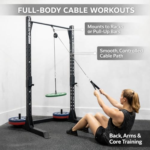 Valor Fitness Portable LAT Pulldown Machine – Standalone or Bundle with Tricep Rope, V-Bar & Triangle Handle for Strength Training & Home Gym