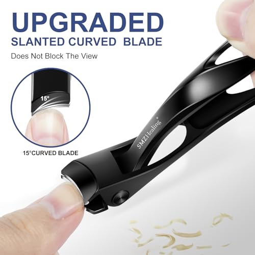 2026 Toenail Clippers for Seniors Thick Toenails | Angled Heavy Duty Large Toe Nail Clippers for Men and Very Sharp Slanted Curved Blade Toenail Clippers 4PCS Set - color: 4pcs Black & Sliver