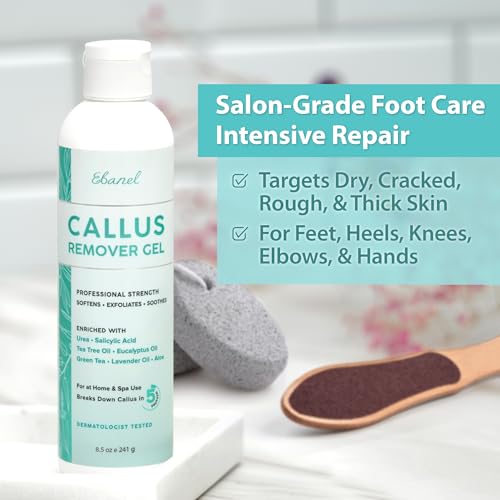 Ebanel Set of Salon Grade Callus Remover for Feet Gel + 40% Urea Foot Cream | Dry Cracked Heel Repair with Salicylic Acid, Epsom Salt, Helps Soften and Smooth Calluses and Rough Skin for Baby-Soft Feet - size: 13.1 Ounce (Pack of 1)