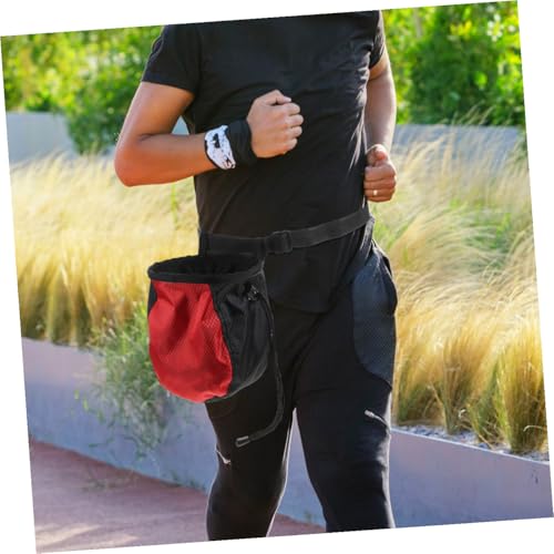 Adjustable Waist Outdoor Anti-Slip Chalk Powder Storage Pouch for Bouldering Training Climbing Red Black