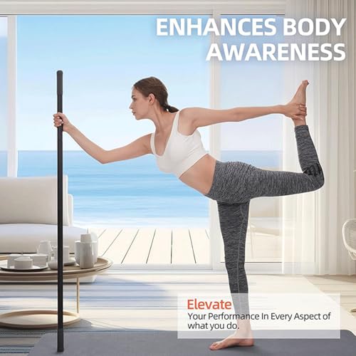 ZJchao Yoga Stick, Multifunctional Stretching Bar with 4 Steel Bars and Non Slip Handles for Shoulder Mobility, Flexibility and Balance Training in Yoga and Fitness
