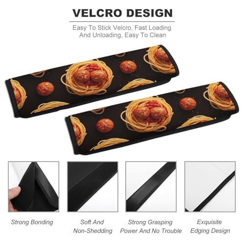 Soft Padded Car Seat Straps Shoulder Pads for Elderly Support, All Vehicles, 1 Pair Italian Pasta Tomato Spaghetti Shoulder Protector Anti-Slip Pad - color: Pattern 1014
