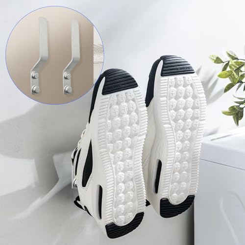 4 Pcs Aluminum Shoes Hooks, Door Wall Mounted Shoes Rack Shelf Organizer for Door Hanging Shoes