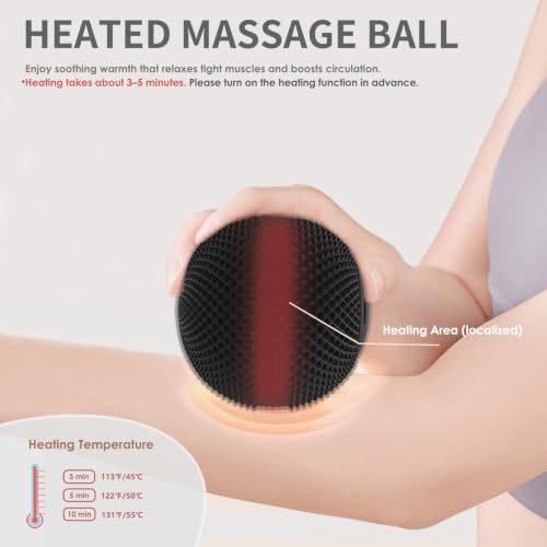 Heating Vibrating Massage Ball with 7 Modes & Memory Function for Myofascial Release, Deep Tissue and Trigger Point Muscle Therapy - Targets Back, Hip, Leg, Neck & Foot (Black) - color: Black
