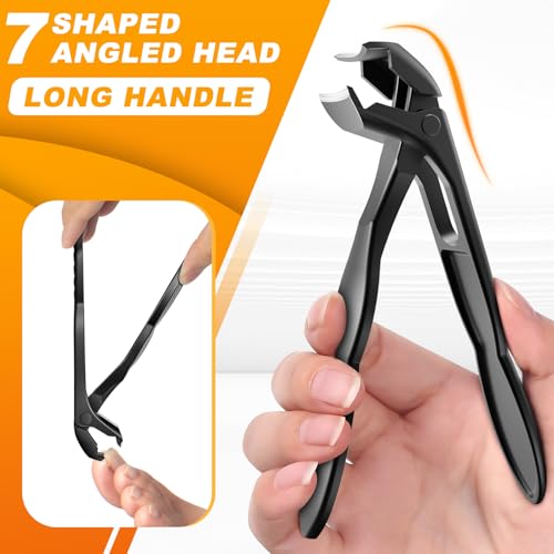 Toenail Clippers for Thick Toenails, Angled Head Toe Nail Clippers with Catcher, 360° Rotating Nail Clippers for Men, 37mm Wide Opening Nail Cutter for Ingrown Toenails, 5PCS Seniors Foot Repair Set