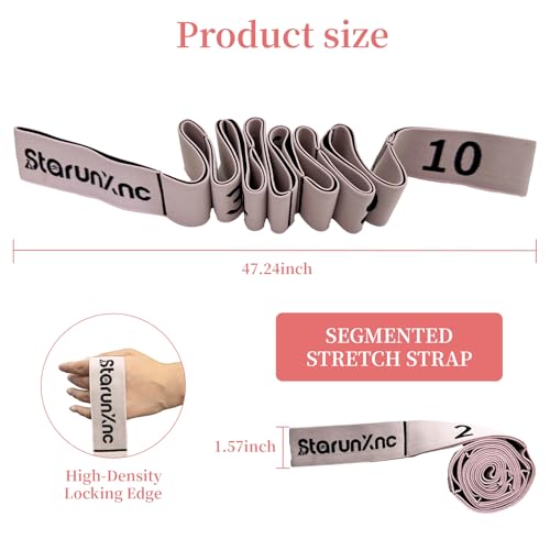 Yoga Stretch Strap for Flexibility, 2 Pack – 10 Loops Stretching Strap for Yoga, Pilates & Physical Therapy, Elastic Non-Slip Nylon Fabric, 8 ft Length