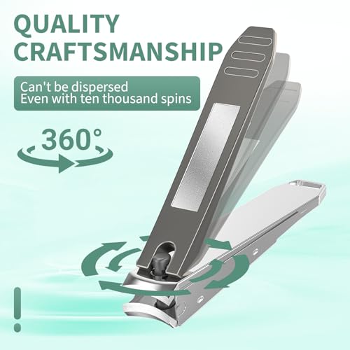 Nail Clippers for Men with Catcher, CLPPNA 2-Pack Large & Small Anti-Splash Nail Clippers Set, Ultra Sharp Sturdy Fingernail and Toenail Clipper Cutters for Men Women, Black - style: 3PCS(Big&Small Nail Clippers)
