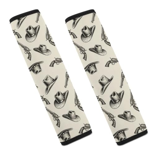 Universal Soft and Comfortable Car Seat Straps Shoulder Pads for Adult Use, Stroller Pushchair High Chair, 2PCS Cowboy Hats Guns Harness Pads Strap - color: Pattern 1007