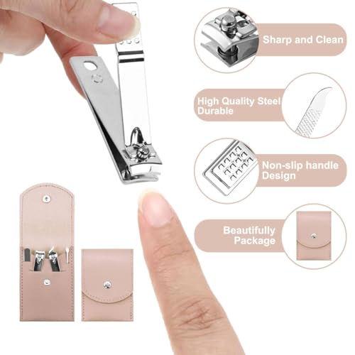 20 Sets Manicure Set Bulk, Nail Clippers Kit Stainless Steel Fingernail Clippers Set, Sturdy Nail Tip Cutter Trimmers Professional Grooming Toenail Clippers Personal Pedicure Kits Gift (Pink 4 in 1) - color: Pink