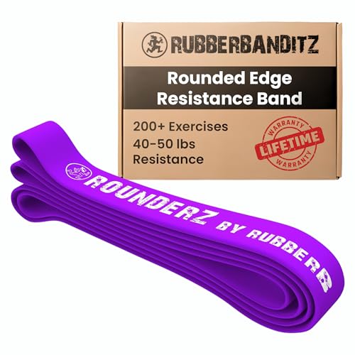 Rubberbanditz Rounded Edge Resistance Band | Compact and Light Weight Exercise Bands | Suitable for All Fitness Levels Users| Travel Friendly Resistance Bands for Working Out - color: Purple