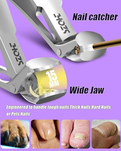 2025 Upgrade Angled Head Nail Clippers for Men, Toenail Clippers for Seniors Thick Toenails, Large Toe nail Clippers with Catcher, Extra Wide Handle,Sharp Heavy Duty Stainless Steel Nail Cutter-Silver - style: Sliver