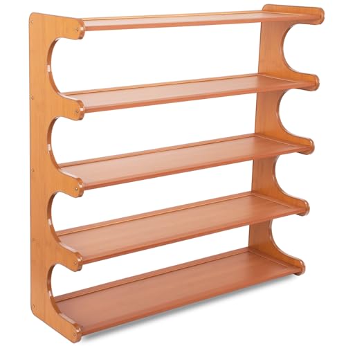 Shoe Rack,5 Tier Shoe Organizer Storage Shelf,Bamboo Narrow Shoe Closet,Small Space Shoe Rack,for Entryway Closet 26.77×7.48×25.98inch - size: 5 Tier-26.77" Wide