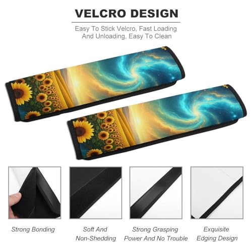 2PCS Soft Padded Car Seat Straps Shoulder Pads for Adult Use, Most Cars, Sunflower Starry Sky Shoulder Protector, Shock Absorption - color: Pattern 477