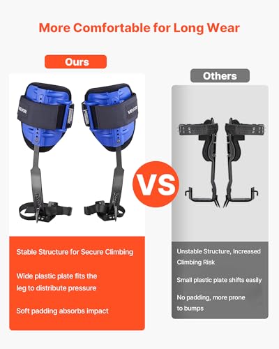 VEVOR Tree Climbing Spikes, 1 Pair Height-Adjustable Climbing Spurs, 350lbs Load Capacity Tree Climbing Gear with Straps, Arborist Equipment for Climbers, Hunting, Fruit Picking - color: Navy Blue (Basic)