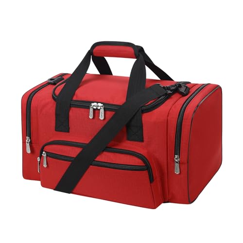 Small Duffel Bag, 17 inch, Red | 25L, Multi Pockets, Carry On, Weekender Bag, Travel Gym Sport, 17x10x9 in - color: Red, size: 17 inch - 1.0