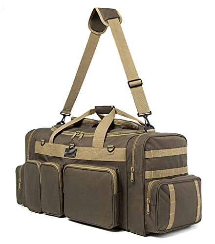 K-Cliffs Tactical Range Duffel Heavy Duty Large Gear Duffle Durable Quality Travel Sports Gym Equipment Bag Military Molle with Lockable Zippers with US Flag Patch 33 Inch Khaki - size: 33 Inch Khaki